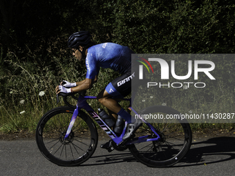 Aram Michell Penaflor Moysen is training with the Mexican triathlon team during their cycling session for the Paris Olympic Games in Lugo, G...