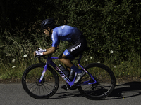 Aram Michell Penaflor Moysen is training with the Mexican triathlon team during their cycling session for the Paris Olympic Games in Lugo, G...