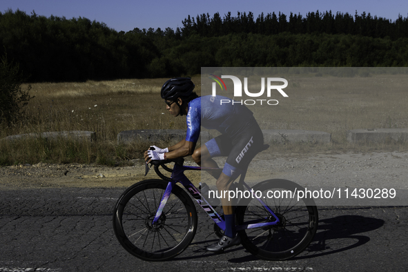 Aram Michell Penaflor Moysen is training with the Mexican triathlon team during their cycling session for the Paris Olympic Games in Lugo, G...