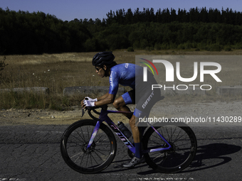 Aram Michell Penaflor Moysen is training with the Mexican triathlon team during their cycling session for the Paris Olympic Games in Lugo, G...