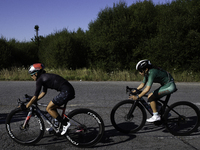 Rosa Maria Tapia Vidal is cycling during her training for the Paris Olympic Games in Lugo, Galicia, Spain, on July 23, 2024. (