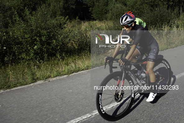 Rosa Maria Tapia Vidal is cycling during her training for the Paris Olympic Games in Lugo, Galicia, Spain, on July 23, 2024. 