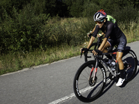 Rosa Maria Tapia Vidal is cycling during her training for the Paris Olympic Games in Lugo, Galicia, Spain, on July 23, 2024. (