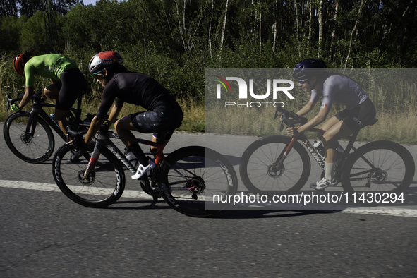 Rosa Maria Tapia Vidal is cycling during her training for the Paris Olympic Games in Lugo, Galicia, Spain, on July 23, 2024. 