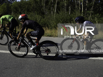 Rosa Maria Tapia Vidal is cycling during her training for the Paris Olympic Games in Lugo, Galicia, Spain, on July 23, 2024. (