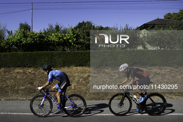 Aram Michell Penaflor Moysen is training with the Mexican triathlon team during their cycling session for the Paris Olympic Games in Lugo, G...