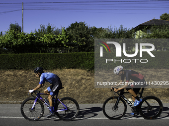 Aram Michell Penaflor Moysen is training with the Mexican triathlon team during their cycling session for the Paris Olympic Games in Lugo, G...