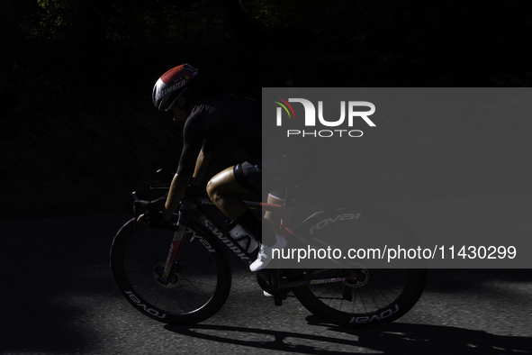 Rosa Maria Tapia Vidal is cycling during her training for the Paris Olympic Games in Lugo, Galicia, Spain, on July 23, 2024. 