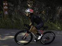 Rosa Maria Tapia Vidal is cycling during her training for the Paris Olympic Games in Lugo, Galicia, Spain, on July 23, 2024. (