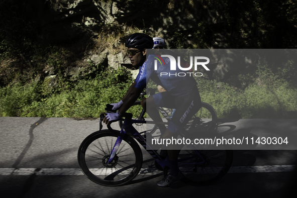 Aram Michell Penaflor Moysen is training with the Mexican triathlon team during their cycling session for the Paris Olympic Games in Lugo, G...