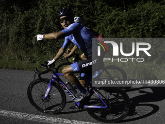 Aram Michell Penaflor Moysen is training with the Mexican triathlon team during their cycling session for the Paris Olympic Games in Lugo, G...