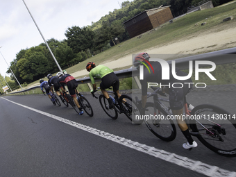 Rosa Maria Tapia Vidal is cycling during her training for the Paris Olympic Games in Lugo, Galicia, Spain, on July 23, 2024. (