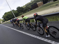 Rosa Maria Tapia Vidal is cycling during her training for the Paris Olympic Games in Lugo, Galicia, Spain, on July 23, 2024. (