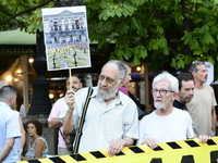 Madrid residents are demonstrating against the City Council's decision to cut down the trees in Plaza de Santa Ana to expand an underground...