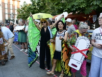 Madrid residents are demonstrating against the City Council's decision to cut down the trees in Plaza de Santa Ana to expand an underground...