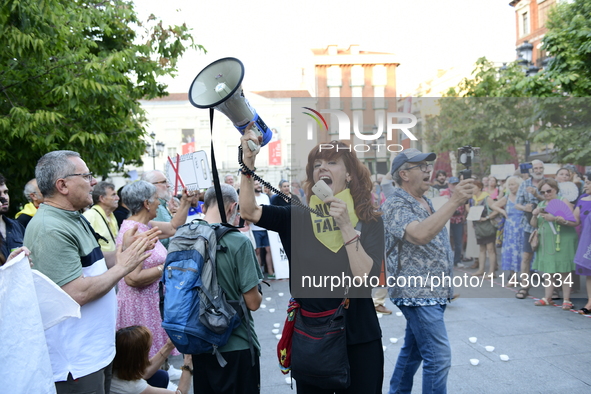 Madrid residents are demonstrating against the City Council's decision to cut down the trees in Plaza de Santa Ana to expand an underground...