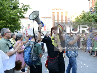 Madrid residents are demonstrating against the City Council's decision to cut down the trees in Plaza de Santa Ana to expand an underground...