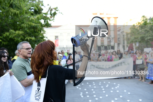 Madrid residents are demonstrating against the City Council's decision to cut down the trees in Plaza de Santa Ana to expand an underground...