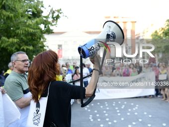 Madrid residents are demonstrating against the City Council's decision to cut down the trees in Plaza de Santa Ana to expand an underground...