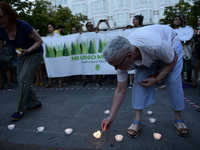 Madrid residents are demonstrating against the City Council's decision to cut down the trees in Plaza de Santa Ana to expand an underground...