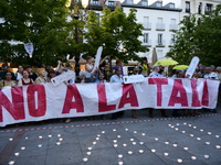 Madrid residents are demonstrating against the City Council's decision to cut down the trees in Plaza de Santa Ana to expand an underground...