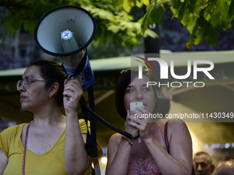 Madrid residents are demonstrating against the City Council's decision to cut down the trees in Plaza de Santa Ana to expand an underground...