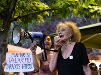 Madrid residents are demonstrating against the City Council's decision to cut down the trees in Plaza de Santa Ana to expand an underground...