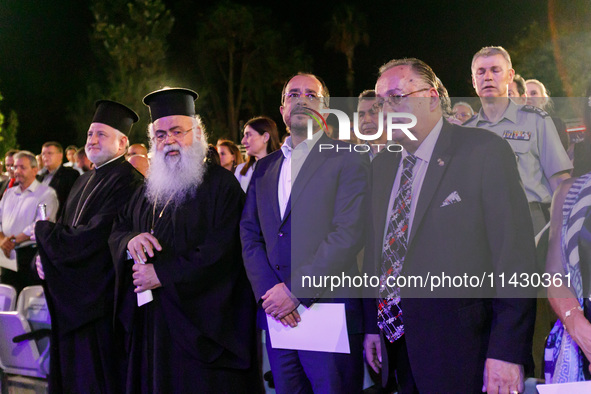 Archbishop ELPIDOPHOROS of America, Archbishop GEORGE of Cyprus, President of Cyprus NIKOS CHRISTODOULIDES, and Supreme President SAVAS TSIV...