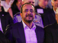 President of Cyprus Nikos Christodoulides is being seen during the ceremony in Limassol, Cyprus, on July 22, 2024. The AHEPA (American Helle...