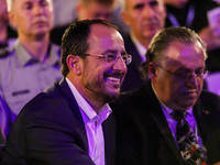 President of Cyprus Nikos Christodoulides is being seen during the ceremony in Limassol, Cyprus, on July 22, 2024. The AHEPA (American Helle...