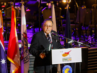 Supreme President SAVAS TSIVICOS is giving his speech during the ceremony in Limassol, Cyprus, on July 22, 2024. The AHEPA (American Helleni...