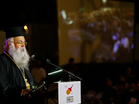 Archbishop GEORGE of Cyprus is giving his speech during the ceremony in Limassol, Cyprus, on July 22, 2024. The AHEPA (American Hellenic Edu...