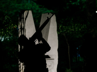 Soldiers of a military detachment are firing shots during the ceremony in Limassol, Cyprus, on July 22, 2024. The AHEPA (American Hellenic E...