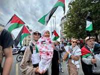 A demonstration is taking place in support of Palestine to stop the genocide of Palestinians and to exclude Israel from the Paris Olympics a...