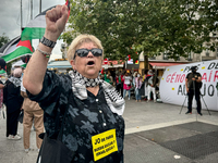 A demonstration is taking place in support of Palestine to stop the genocide of Palestinians and to exclude Israel from the Paris Olympics a...