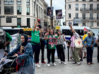 A demonstration is taking place in support of Palestine to stop the genocide of Palestinians and to exclude Israel from the Paris Olympics a...