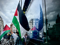 A demonstration is taking place in support of Palestine to stop the genocide of Palestinians and to exclude Israel from the Paris Olympics a...