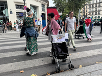 A demonstration is taking place in support of Palestine to stop the genocide of Palestinians and to exclude Israel from the Paris Olympics a...