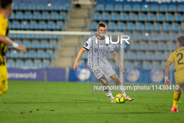 Victor Bak Jensen of FC Midtjylland is in action during the Second phase of UEFA Champions League Qualification 2024-2025 match between UD S...