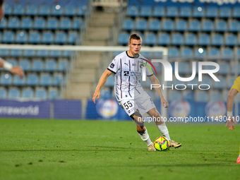 Victor Bak Jensen of FC Midtjylland is in action during the Second phase of UEFA Champions League Qualification 2024-2025 match between UD S...