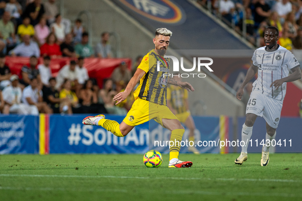 Christian Garcia of UE Santa Coloma AND is in action during the second phase of the UEFA Champions League Qualification 2024-2025 match betw...