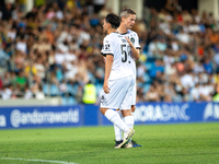 FC Midjylland DEN is celebrating after the first phase of the UEFA Champions League Qualification 2024-2025 match between UD Santa Coloma AN...