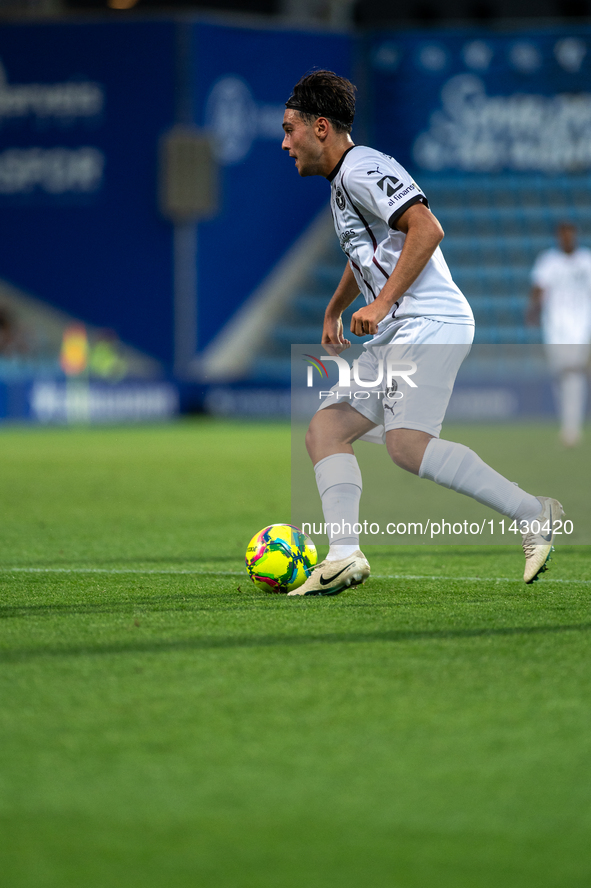 Aral Simsir of FC Midtjylland is in action during the second phase of the UEFA Champions League Qualification 2024-2025 match between UD San...