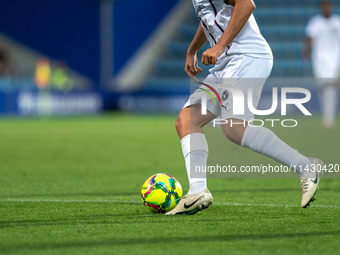 Aral Simsir of FC Midtjylland is in action during the second phase of the UEFA Champions League Qualification 2024-2025 match between UD San...