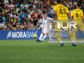 Andre Romer of FC Midtjylland is in action during the second phase of the UEFA Champions League Qualification 2024-2025 match between UD San...