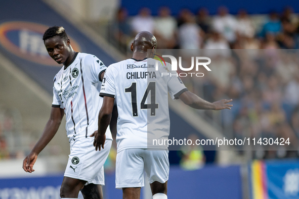 Players are in action during the second phase of the UEFA Champions League Qualification 2024-2025 match between UD Santa Coloma and FC Midt...