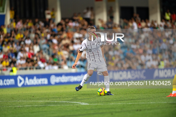 Andre Romer of FC Midtjylland is in action during the second phase of the UEFA Champions League Qualification 2024-2025 match between UD San...