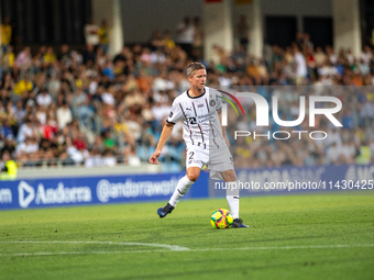 Andre Romer of FC Midtjylland is in action during the second phase of the UEFA Champions League Qualification 2024-2025 match between UD San...