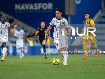 Aral Simsir of FC Midtjylland is in action during the second phase of the UEFA Champions League Qualification 2024-2025 match between UD San...