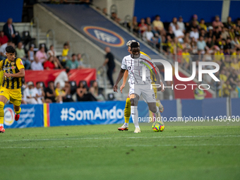 Franculino Dju of FC Midtjylland is in action during the Second phase of UEFA Champions League Qualification 2024 - 2025 match between UD Sa...